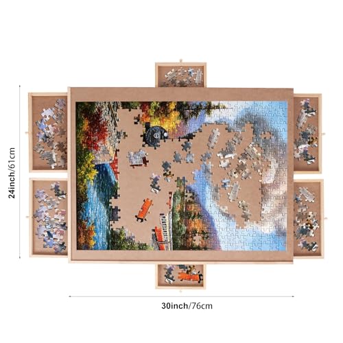 DagouColor Tavolo puzzle con 6 vassoi scorrevoli, Jigsaw Puzzle Board per una capacità massima di 1500 puzzle (puzzle esclusi) - immagine 3