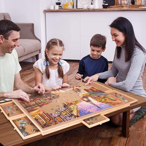 DagouColor Tavolo puzzle con 6 vassoi scorrevoli, Jigsaw Puzzle Board per una capacità massima di 1500 puzzle (puzzle esclusi) - immagine 8