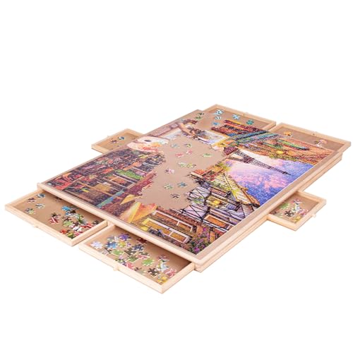 DagouColor Tavolo puzzle con 6 vassoi scorrevoli, Jigsaw Puzzle Board per una capacità massima di 1500 puzzle (puzzle esclusi)
