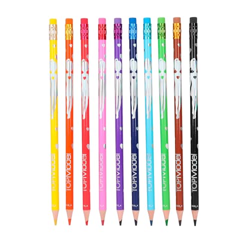 Depesche 12219 TOPModel Colorate cancellabili, matite in 10 Colori Vivaci con Gomma per Cancellare, Ideali per disegnare e per la Scuola, Multicolore - immagine 3
