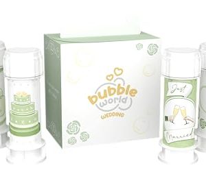 Dulcop - Wedding - Bolle di Sapone Matrimonio 6 x 60 ml - Tubetti Bianchi con Soffiatore Integrato - Gadget Bomboniera Segnaposto Matrimonio - Made in Italy