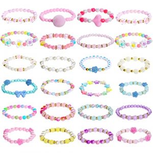 Dxhycc Set di 24 braccialetti da principessa per ragazze con perline e perline per bambine