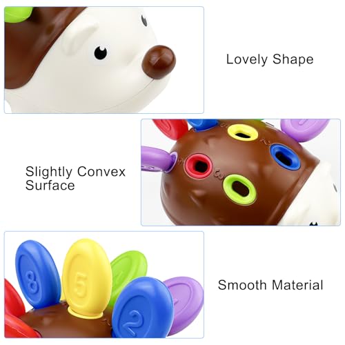 Fervalyna Giochi Montessori 18 Mesi, Giochi Educativi Regalo, Gioco Educativo per Bambini e Bambine di 2 3 Anni, Riccio Motore Fine Giocattoli Bambini per Imparare Matematica e Colori - immagine 7