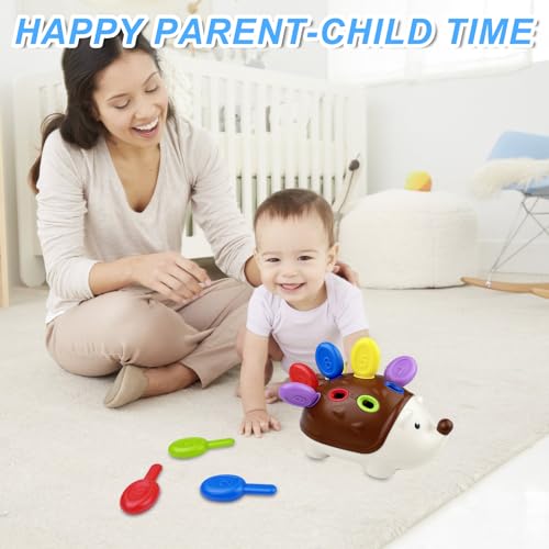 Fervalyna Giochi Montessori 18 Mesi, Giochi Educativi Regalo, Gioco Educativo per Bambini e Bambine di 2 3 Anni, Riccio Motore Fine Giocattoli Bambini per Imparare Matematica e Colori - immagine 8
