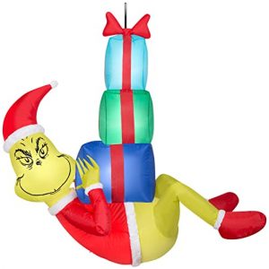 Gemmy Grinch gonfiabile da appendere con regali, altezza 1,2 m, marrone