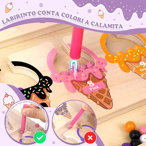 Giochi Bambina 3 4 Anni Giochi Montessori Labirinto Magnetico di Colori e Numeri Giocattoli Regalo Bambina Bambino Giocattoli per I'ordinamento dei Colori per Bambini Piccoli Motricità Fine - immagine 3