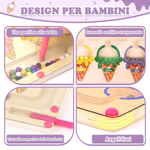 Giochi Bambina 3 4 Anni Giochi Montessori Labirinto Magnetico di Colori e Numeri Giocattoli Regalo Bambina Bambino Giocattoli per I'ordinamento dei Colori per Bambini Piccoli Motricità Fine - immagine 4
