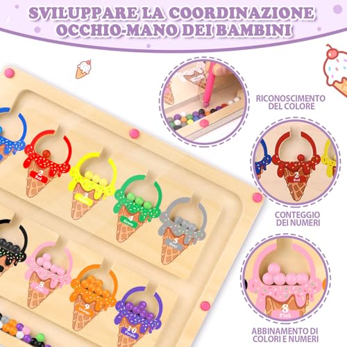 Giochi Bambina 3 4 Anni Giochi Montessori Labirinto Magnetico di Colori e Numeri Giocattoli Regalo Bambina Bambino Giocattoli per I'ordinamento dei Colori per Bambini Piccoli Motricità Fine - immagine 6