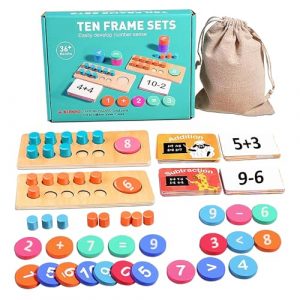 Giochi Montessori，Giocattolo di Matematica in Legno, per Imparare a contare Addizione e Sottrazione per Bambini, Giochi Educativi con Borsa di Stoccaggio,per 3 4 5 6 Anni Ragazzo Ragazza Regalo