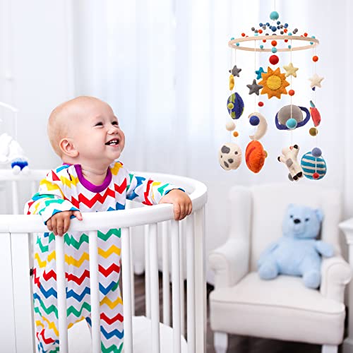 Glaciart One Palline in feltro per bambini, decorazione e succhietto in feltro colorato per asilo, culla, camera da letto, 100% lana naturale neozelandese, corde di cotone, fatte a mano in Nepal, - immagine 4