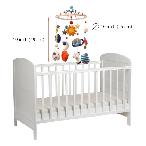 Glaciart One Palline in feltro per bambini, decorazione e succhietto in feltro colorato per asilo, culla, camera da letto, 100% lana naturale neozelandese, corde di cotone, fatte a mano in Nepal, - immagine 6