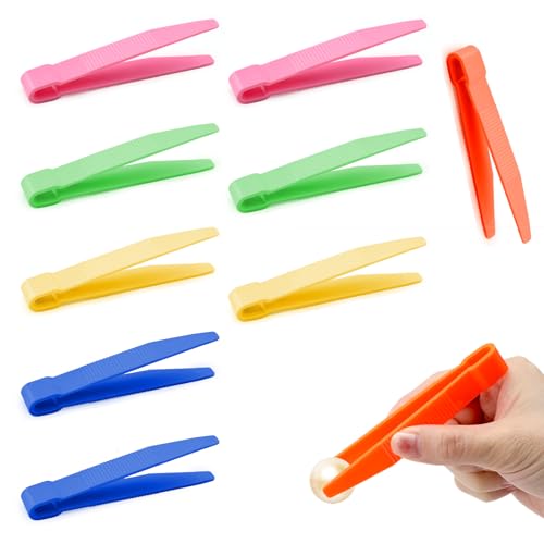 HENGBIRD Pinzette per bambini, 10 pezzi, in plastica colorata, per bambini, per abilità motorie, pinzette colorate per ordinare, contare, fai da te