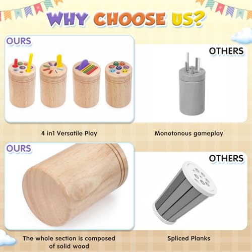 Haozozo Giochi Bambini 1 2 3 Anni, 4 in 1 Giochi Montessori 1 2 3 4 Anni, Legno Colori per Bambini 1 2 3 Anni, Gioco Bambino 1-3 Anni con Borsa per la Conservazione - immagine 4