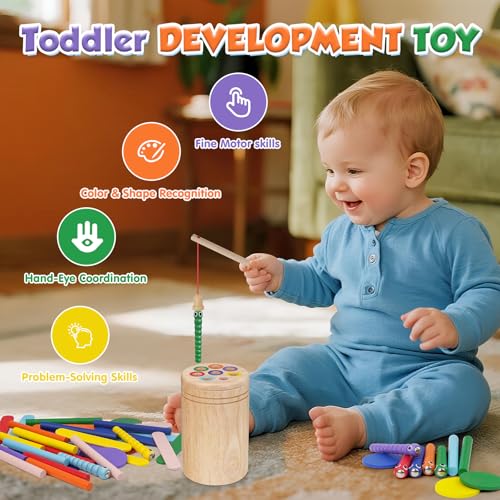 Haozozo Giochi Bambini 1 2 3 Anni, 4 in 1 Giochi Montessori 1 2 3 4 Anni, Legno Colori per Bambini 1 2 3 Anni, Gioco Bambino 1-3 Anni con Borsa per la Conservazione - immagine 5