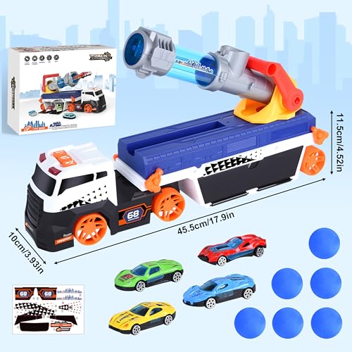Herefun Camion Giocattolo Trasportatore, Giocattolo da Corsa Pieghevole per Bambini, Camion Macchinine con Sonori e Luminosi, Grande Trasportatore Veicoli, Regalo per Bambini 3 4 5 6+ - immagine 5