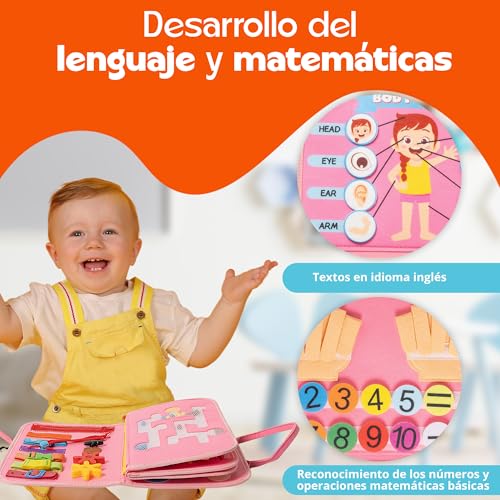 ImaginJoy Busy Board Montessori 1 Anno – Libro Montessori Interattivo con Giochi Educativi e Sensoriali, Pesca Magnetica e Circuito Colori – Regalo Perfetto Bambina 1-2 Anni da Viaggio - immagine 6