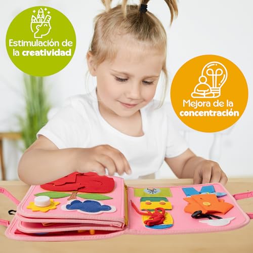 ImaginJoy Busy Board Montessori 1 Anno – Libro Montessori Interattivo con Giochi Educativi e Sensoriali, Pesca Magnetica e Circuito Colori – Regalo Perfetto Bambina 1-2 Anni da Viaggio - immagine 7