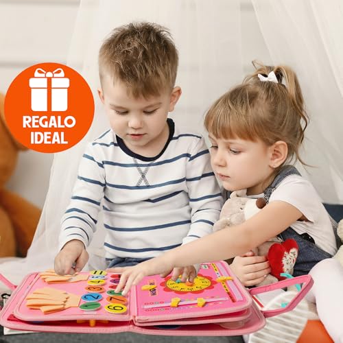 ImaginJoy Busy Board Montessori 1 Anno – Libro Montessori Interattivo con Giochi Educativi e Sensoriali, Pesca Magnetica e Circuito Colori – Regalo Perfetto Bambina 1-2 Anni da Viaggio - immagine 8