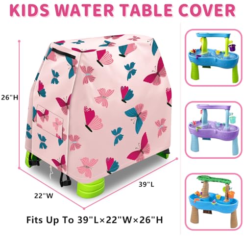 Infowush Copertura per tavolo d'acqua per bambini per passo 2 con docce a pioggia e stagno, copertura per giochi all'aperto per tavolo d'acqua per bambini da 1 a 3 anni, impermeabile, antipolvere - immagine 3
