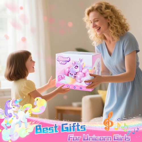 Joellfuner Macchina Telecomandata, Auto Radiocomandata, 360° Rotazione Acrobatica RC Macchina con Musica e Luci LED Colorate, Unicorno Bambina Regalo, Giocattolo Auto Bambino dai 3 Anni - immagine 7