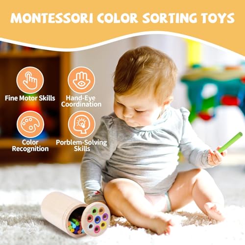 Joozmui Giocattoli Montessori da Ordinare 1 2 3 Anni, attività in Legno Colorato e Giochi per Lo Sviluppo, Giocattoli Montessori per Bambini di 1 Anno Regali Educativi - immagine 10