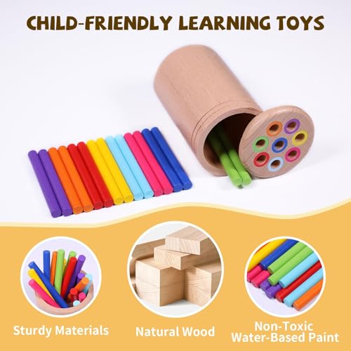 Joozmui Giocattoli Montessori da Ordinare 1 2 3 Anni, attività in Legno Colorato e Giochi per Lo Sviluppo, Giocattoli Montessori per Bambini di 1 Anno Regali Educativi - immagine 11