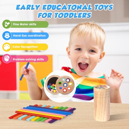 Joozmui Giocattoli Montessori da Ordinare 1 2 3 Anni, attività in Legno Colorato e Giochi per Lo Sviluppo, Giocattoli Montessori per Bambini di 1 Anno Regali Educativi - immagine 13
