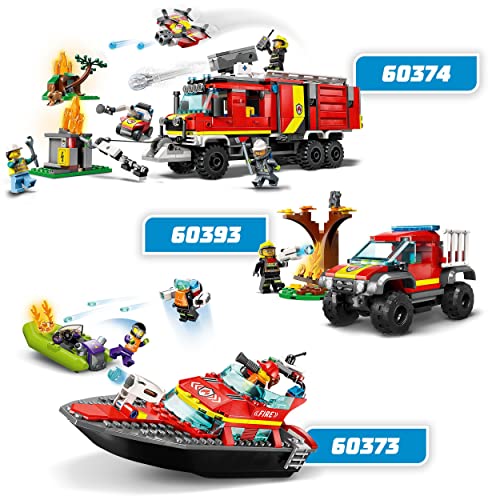 LEGO 60373 City Fire Barca di Soccorso Antincendio dei Vigili del Fuoco, Nave Giocattolo Galleggiante con Gommone di Salvataggio e Minifigure - immagine 14