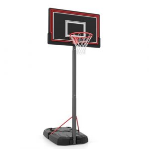 LIFEZEAL Canestro da Basket Portatile, Altezza Regolabile in 5 Posizioni, 230-305cm, Cesto da Esterno e Isterno, Pallacanestro Sportivo con Ruote da Giardino, per Adulti e Bambini