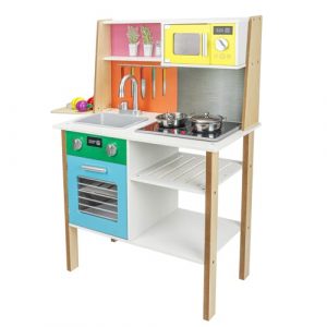 Little Frog Toys Cucina in Legno con Accessori, Giocattolo Educativo per Bambini da 3+ Anni, Gioco di Ruolo Sensoriale Sostenibile