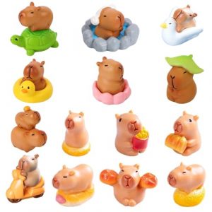 Lotvic 19pcs Mini Figurines Capybara en Résine, Mini Capybara en Résine, pour Bonsaï Paysage Miniature Bureau Maison de Poupée