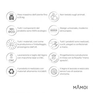 MAMOI® Altalena neonato per bambini, Altalene di legno da interno, Dondolo a porta da casa, Altalena design scandinavo a partire da 1 anno 2/3 anni, Baby swing