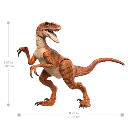 Mattel Jurassic World Hammond Collection, Dinosauro Atrociraptor Tiger, dettagli autentice e articolazioni, JDJ09 - immagine 4