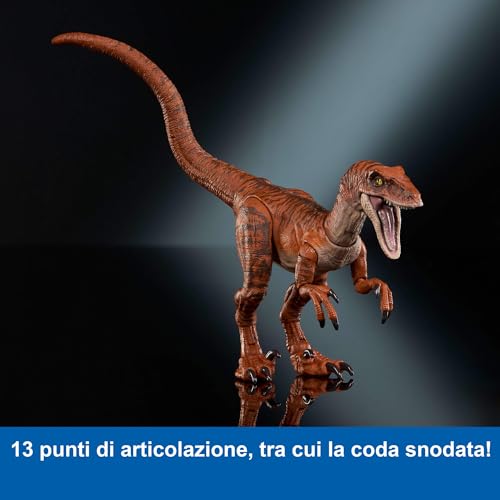 Mattel Jurassic World Hammond Collection, Dinosauro Atrociraptor Tiger, dettagli autentice e articolazioni, JDJ09 - immagine 6