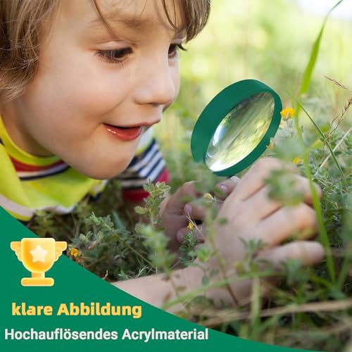 Mini Lente D'ingrandimento,12 Pezzi Colorati Bambini Plastica Lente D'ingrandimento Portatili Lente di Ingrandimento Detective per Lettura di Libri,Scienze Educative,Attività all'Aperto (6 Colori) - immagine 5
