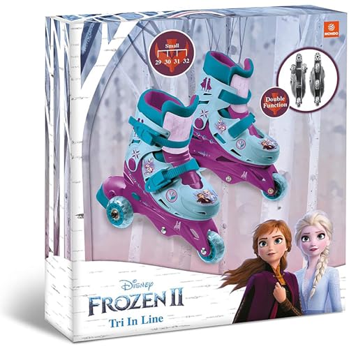 Mondo- 3 in Line Skate Frozen Disney Toys II Skates-Pattini Doppia Funzione Regolabili-Ruote PVC-Roller Bambina-Size S/Mis. 29/32-28299, Multicolore, S, 18278 - immagine 7