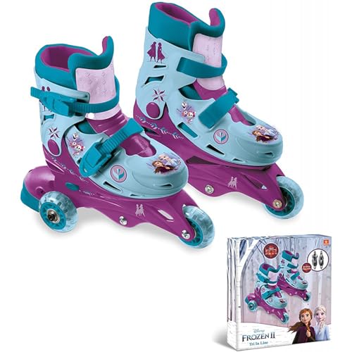 Mondo- 3 in Line Skate Frozen Disney Toys II Skates-Pattini Doppia Funzione Regolabili-Ruote PVC-Roller Bambina-Size S/Mis. 29/32-28299, Multicolore, S, 18278 - immagine 8