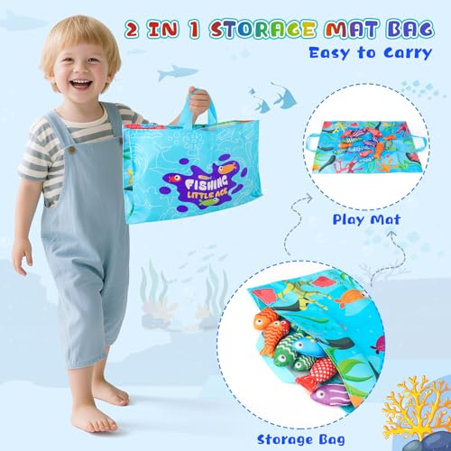Montessori giocattolo a partire da 1 anno, gioco di pesca per bambini con tazze e tappetino, giocattolo educativo per conteggio dei numeri, colori assortiti, regali di compleanno per ragazzi e ragazze - immagine 6