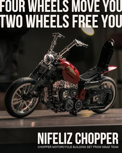 Nifeliz Chopper Technique Motocicletta Set Di Costruzioni, Kit di montaggio per Adulti da Costruire, Decorazione per la casa o l'ufficio, Idea di Regalo per Uomo, Donna, Lui o Lei (572 Pezzi, NF10308) - immagine 3