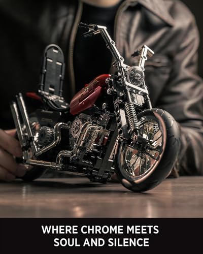 Nifeliz Chopper Technique Motocicletta Set Di Costruzioni, Kit di montaggio per Adulti da Costruire, Decorazione per la casa o l'ufficio, Idea di Regalo per Uomo, Donna, Lui o Lei (572 Pezzi, NF10308) - immagine 4