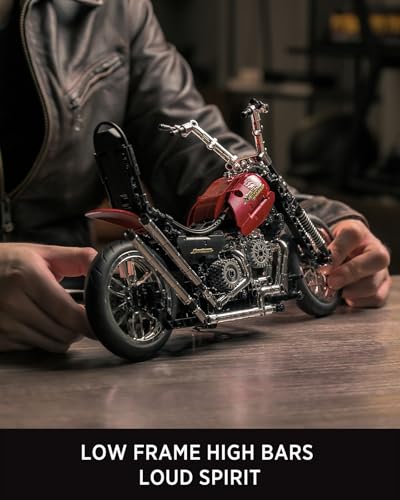 Nifeliz Chopper Technique Motocicletta Set Di Costruzioni, Kit di montaggio per Adulti da Costruire, Decorazione per la casa o l'ufficio, Idea di Regalo per Uomo, Donna, Lui o Lei (572 Pezzi, NF10308) - immagine 5