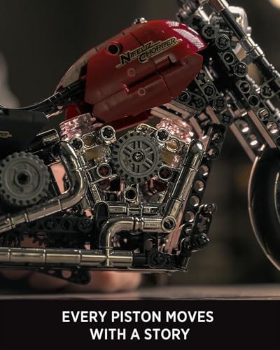 Nifeliz Chopper Technique Motocicletta Set Di Costruzioni, Kit di montaggio per Adulti da Costruire, Decorazione per la casa o l'ufficio, Idea di Regalo per Uomo, Donna, Lui o Lei (572 Pezzi, NF10308) - immagine 6
