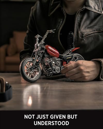 Nifeliz Chopper Technique Motocicletta Set Di Costruzioni, Kit di montaggio per Adulti da Costruire, Decorazione per la casa o l'ufficio, Idea di Regalo per Uomo, Donna, Lui o Lei (572 Pezzi, NF10308) - immagine 7