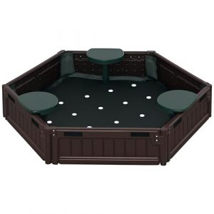 Outsunny sabbiera fai da te con 3 posti a sedere, sabbiera in HDPE con telone, per bambini dai 3 ai 12 anni, Ø120 x 21cm, marrone