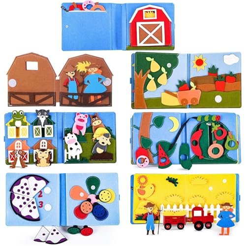 Poudya Quiet Book a partire da 1 anno, Montessori Silenzioso libro con, abilità motorie e colori per imparare le abilità motorie e i colori, libro silenzioso per viaggi e casa, giocattolo regalo a - immagine 4