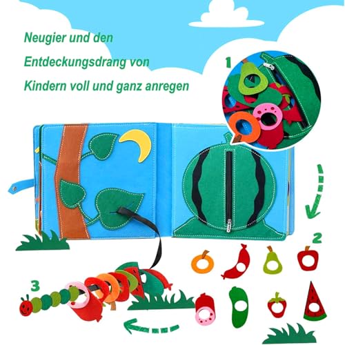 Poudya Quiet Book a partire da 1 anno, Montessori Silenzioso libro con, abilità motorie e colori per imparare le abilità motorie e i colori, libro silenzioso per viaggi e casa, giocattolo regalo a - immagine 6