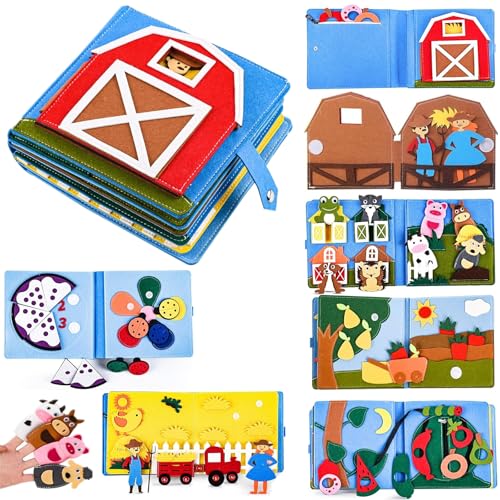 Poudya Quiet Book a partire da 1 anno, Montessori Silenzioso libro con, abilità motorie e colori per imparare le abilità motorie e i colori, libro silenzioso per viaggi e casa, giocattolo regalo a