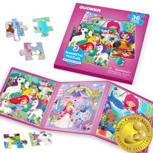 QUOKKA Puzzle Magnetico 2 3 Anni – Giochi da Viaggio Bambini 3 4 Anni – 36 Pezzi Puzzle Principessa Unicorno Sirena – Intrattenere Bambini in Aereo – Educativo Giocattoli Regalo dai 2 ai 5