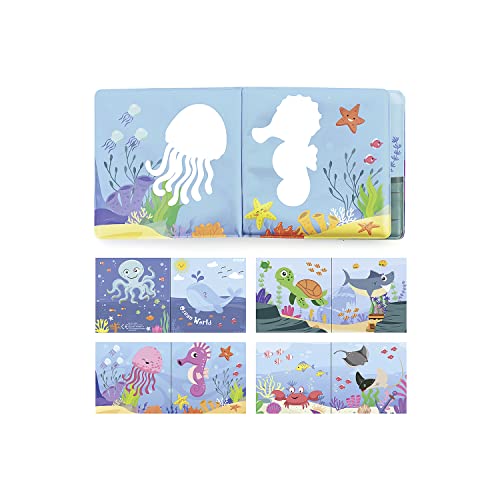 Reer MyHappyBath Book - Libro da bagno magico con cambio di colore e funzione sonoro, Multicolore - immagine 6