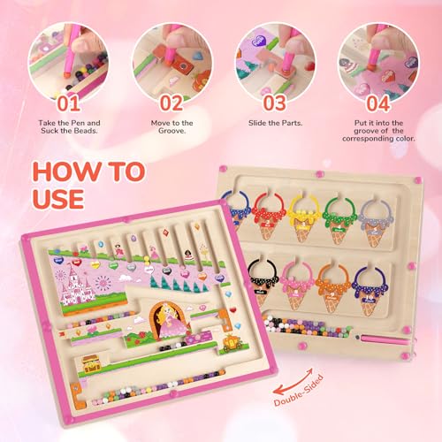 Regali per Ragazze Giocattoli 2 in 1 Montessori Colore Magnetico e Numero Labirinto Per 3 4 5 Anni Ragazzi Ragazzi Ragazze Colore Ordina Per Bambini Capacità Motorie Fine Legno Puzzle Magnetici - immagine 3